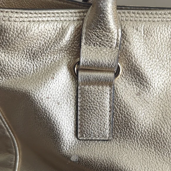 Kate Spade Gold Shoulder Bag Metallic Finish & Care Card Included 10Lx14W - Picture 12 of 17